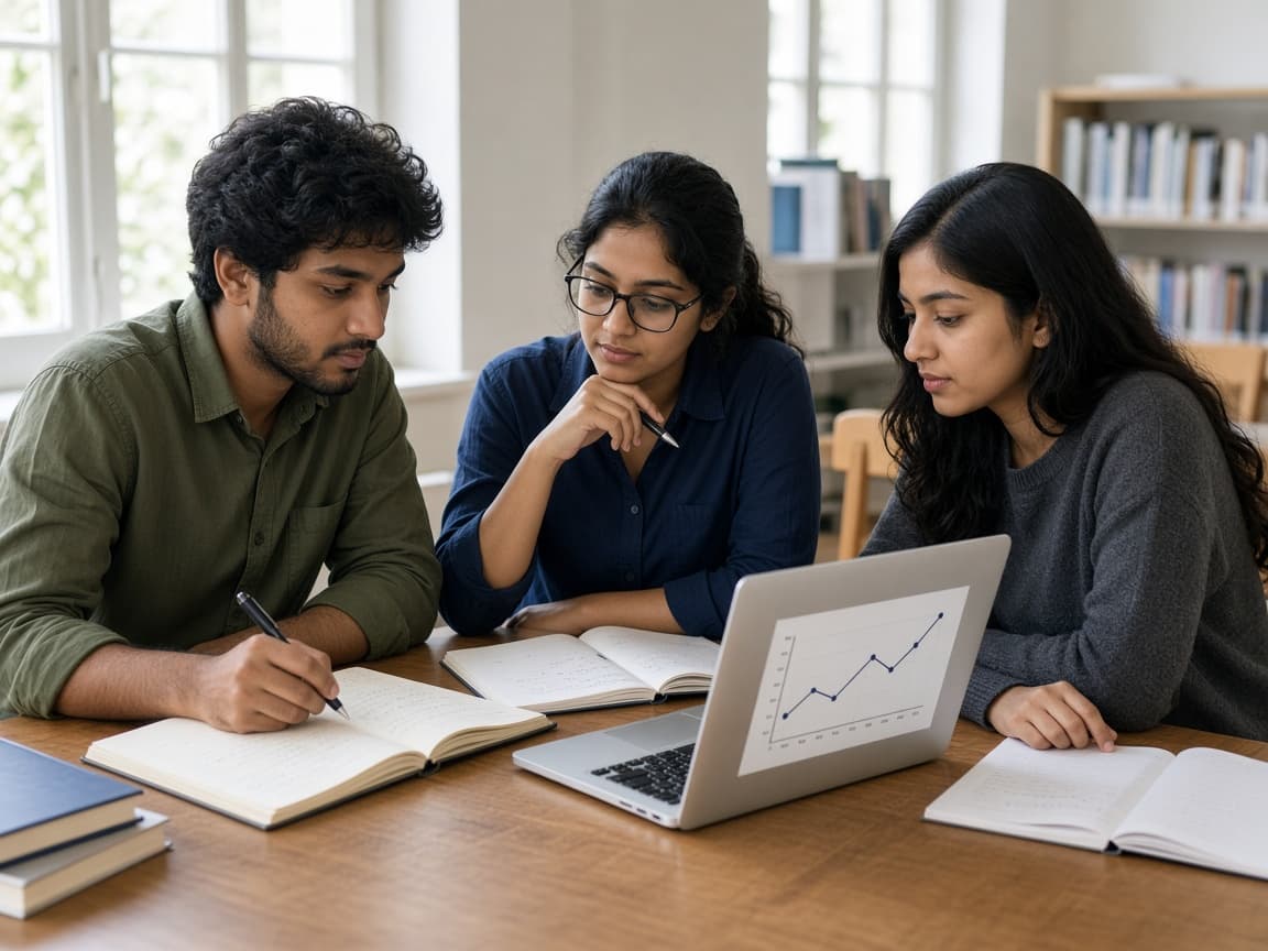 Researchers working together on a project